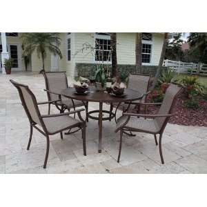  Chub Cay 5 Pc Slatted Dining Armchair Group w/Free 