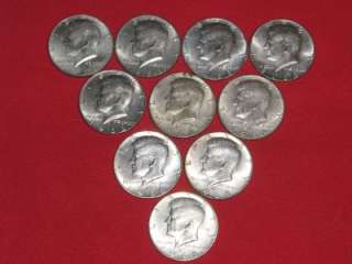 Lot of 10 Kennedy Half Dollars all 1968 D Mint  