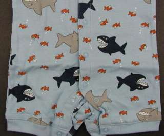 NWT Gymboree FISH SHARK One Piece Gymmies Pajamas 18 24  
