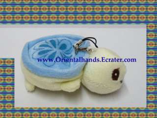 Cute Flat Soft Plush Turtle Cell Phone Charm Blue  
