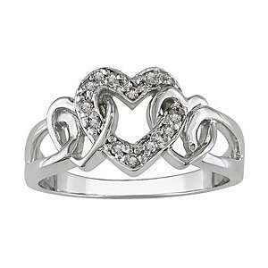  1/10ct Diamond Heart Ring in 10k White Gold Jewelry