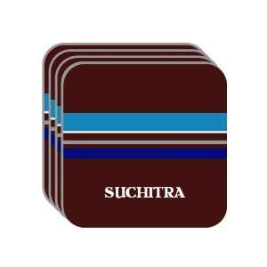 Personal Name Gift   SUCHITRA Set of 4 Mini Mousepad Coasters (blue 