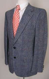 Burberrys VintageTweed Blazer Wool Herringbone Gray 39L Scotland 