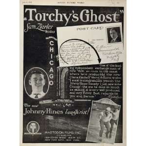 1922 Ad Torchys Ghost Comedy Mastodon Silent Film   Original Print Ad 