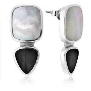  Sterling Silver Genuine Onyx and Mother of Pearl Inlay 