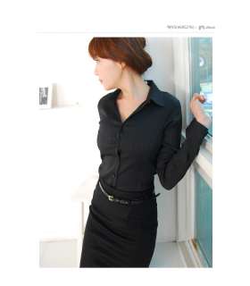   Chic Shirt Collar Herringbone Blouse, Career Woman, Korea / WITHSTORY