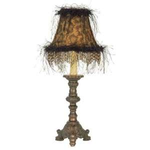  Candlestick Lamp with Leopard & Ostrich Shade (LP)