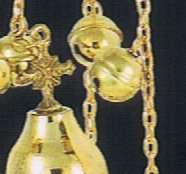 Orthodox Christian Gold plated Church censer w/ bells  
