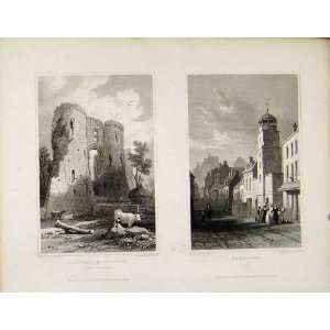  Lawhaden Castle & Pembroke Wales Illustrated Old Print 