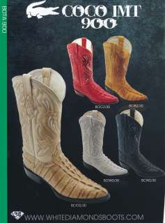   Round Toe Caiman Tail Print Cowboy Boots Diff. Colors/Sizes  