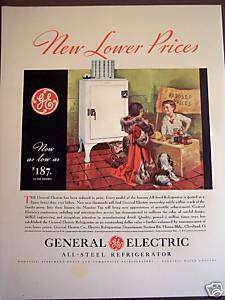 1932 Kids and Dog art GE monitor top Refrigerator ad  