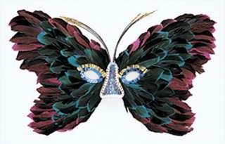 Adult Std. Pink And Blue Feather Butterfly Mask  