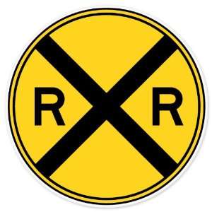 Railroad Crossing Road Sign car bumper sticker window decal 4 x 4
