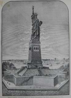   Antique Print THE STATUE OF LIBERTY Bedloes Island New York NY  