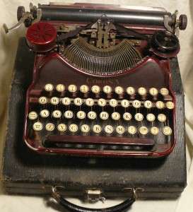 Vintage Maroon Smith Corona Model 4 Portable Typewriter & case  