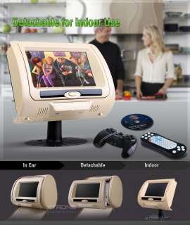 Detachable Headrest DVD Player Grey Digital Screen TFT Monitors 