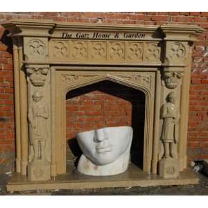  Hand Carved Gothic Fireplace Mantel 