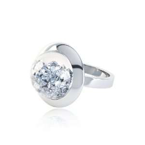  Stardust 1.0Ct Diamond 14mm Sapphire Dome Silver Ring 8.5 
