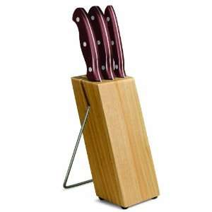   Paperstone Handle, Rubberwood Block and Stand (Red)