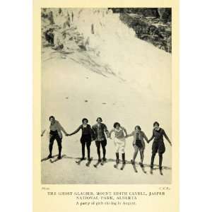  1927 Print Ghost Glacier Skier Skiing Mount Edith Cavel 