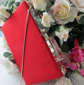 345 Kate Spade Red Silk LUCITE BOW Candy Darling Emanuelle Bag 