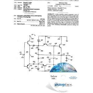   NEW Patent CD for DYNAMIC AMPLIFIER LEVEL CONVERTER 