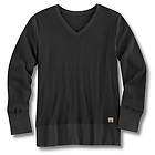 Carhartt WK051 Variegated Rib V Neck Long Sleeve Women Cotton T Shirt 
