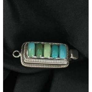  GORGEOUS CARICO LAKE TURQUOISE 5 STONE CLASP STERLING 