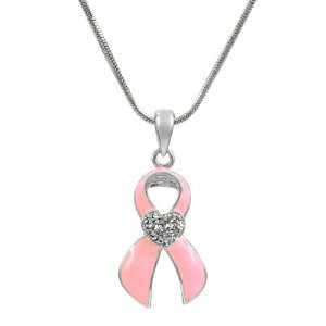   Pink Ribbon Breast Cancer Awareness Necklace Emitations Jewelry