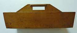 HAND MADE WOOD UTENSIL CARRIER, SPLAYED SIDES, DATED 1942, AAFA  