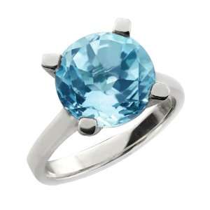  5.00 Ct Round 10mm Blue Topaz .925 Sterling Silver Ring 
