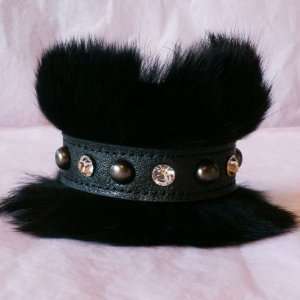  Katwalk Divaz Black Fur Rhinestone Cuff Bracelet Jewelry