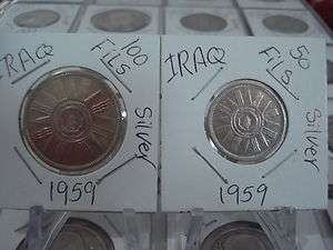 IRAQ 1959 (50 + 100 Fils ) Silver Coin.Lot of 2  