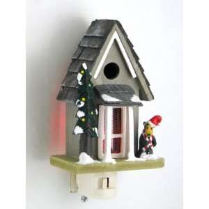 Holiday Mountain Cabin Home Night Light with Bear