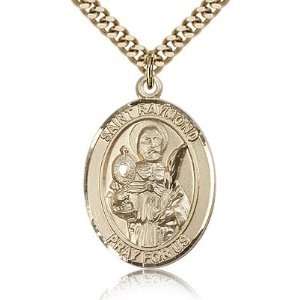  Gold Filled 1in St Raymond Medal & 24in Chain Jewelry