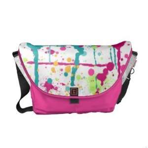  Colorful Paint Splatters Custom Name White Courier Bags 