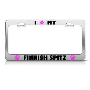  Finnish Spitz Paw Love Dog license plate frame Stainless 