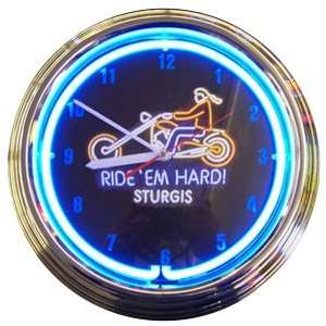  Motorcycle Ride Em Hard Sturgis Neon Clock Sports 