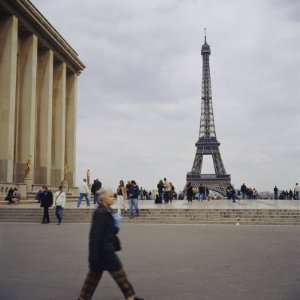 Front of a Building with a Tower in the Background, Palais De Chaillot 