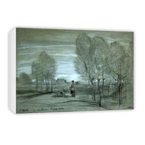 Landscape, 1864 (black & white chalks on   Canvas   Medium   30x45cm