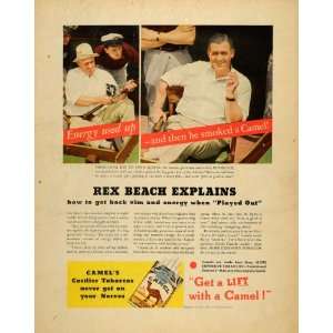  1934 Ad Camel Cigarettes Rex Beach Fishing Big Game 