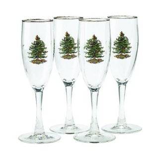   Spode Christmas Tree Champaign Flutes, Set of 4