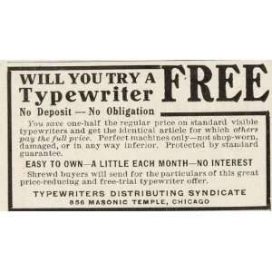  1910 Print Ad Typewriter Distributing Syndicate Chicago 