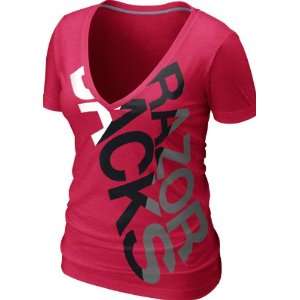   Razorbacks Womens Crimson Heather Nike Tri Blend Deep V neck T Shirt