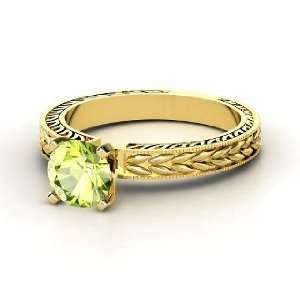  Charlotte Ring, Round Peridot 14K Yellow Gold Ring 