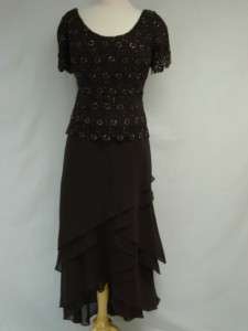   Yours Lace & Chiffon with Sophistication ~ Sz 12 ~ Rich Brown  