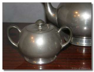 Vintage CS Co Pewter Tea Set Teapot Creamer Sugar  