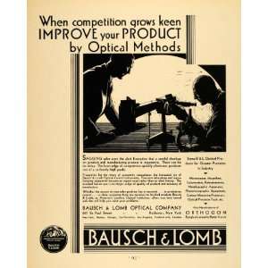  1930 Ad Bausch & Lomb Optical Products Microscope Art 