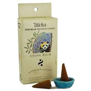  Triloka China Rain Incense Cones   15 Cones & Ceramic 