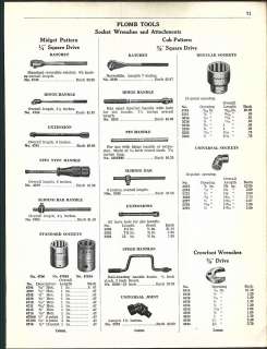 1947 ad 5 Page Plomb Tools Socket Wrenches Ratchets Hammers Chisels 
